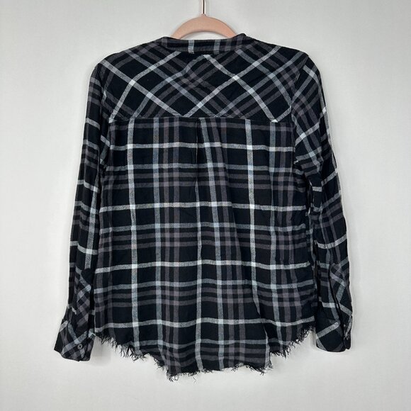 2/$30 Rails Redding  Plaid Shirt Frayed Hem Onyx XS #A0631 TRB3 - Picture 6 of 12